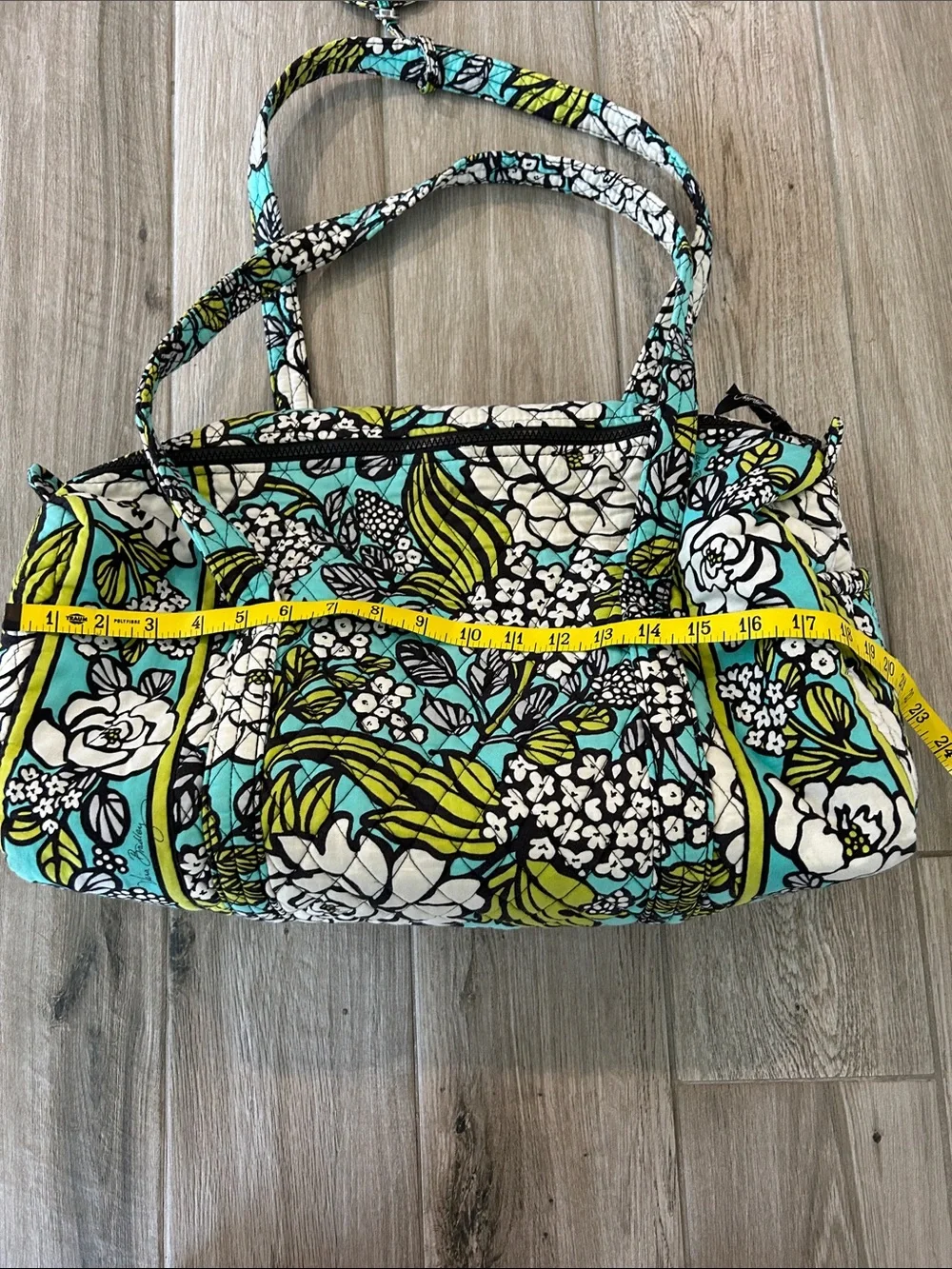 Vera Bradley Floral Quilted Tote Bag - Blue, Green & White